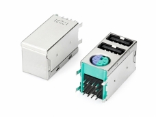 雙層USB 2.0AF連接器+MINI 6P雙色座子